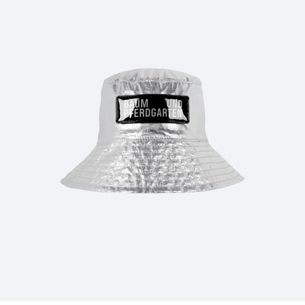 Silver Metallic Kids Bucket Hat with Logo Patch